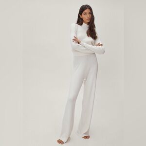 White Recycled Ribbed Knit Back-Tie Sweater Top - Like New!